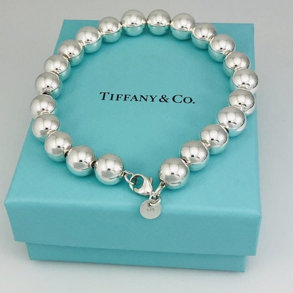Tiffany HardWear Ball Bracelet in Sterling Silver 10mm Beads - 8.5" Large - Picture 1 of 5